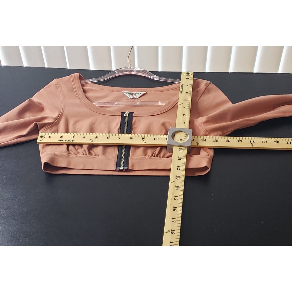Hard Tail Forever Womens Long Sleeve Crop Top Dusty Rose Zip Front M Boho Earthy - Picture 7 of 8